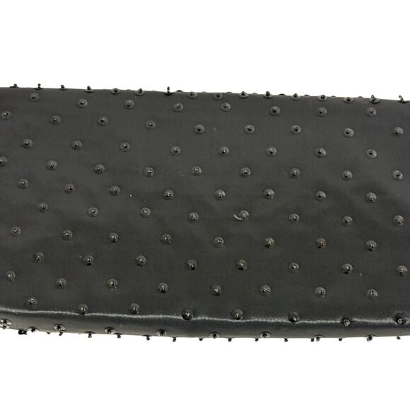 Vtg Black Beaded Satin Evening Clutch Micro Bead Flowers Snap Close Hong Kong - Picture 5 of 11